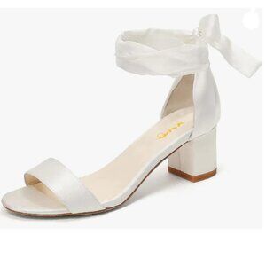 XYD White Block Heel Sandals